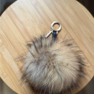 Fur Pom Pom Keychain - Taupe/Brown